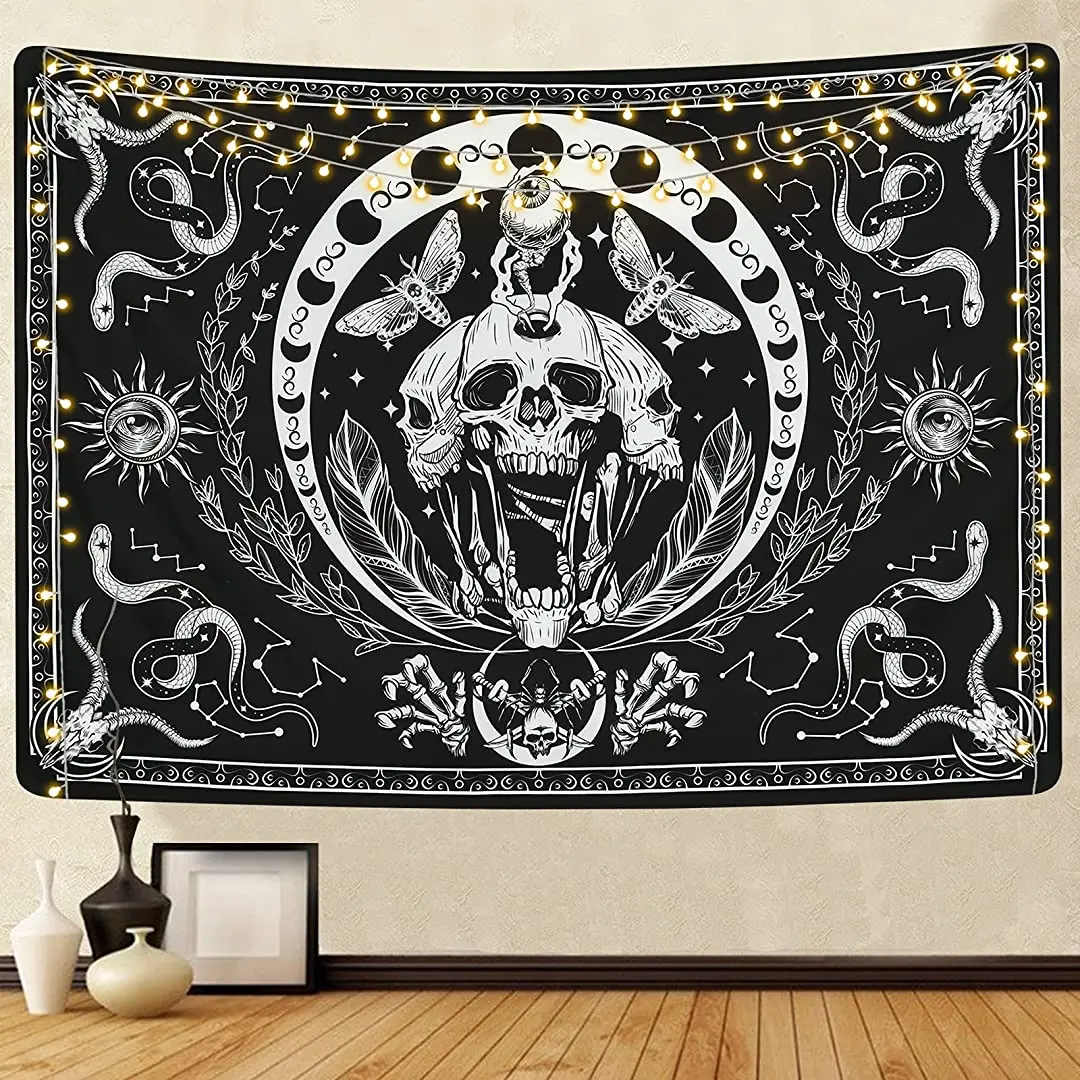 Skull Tapestry Black and White Tapestries Snake Tapestry Moth Tapestry Trippy Skeleton Tapestry Mandala Moon Phase Tapestry Wall 
Skull Tapestry Black and White Tapestries Snake Tapestry Moth Tapestry Trippy Skeleton Tapestry Mandala Moon Phase Tapestry Wall