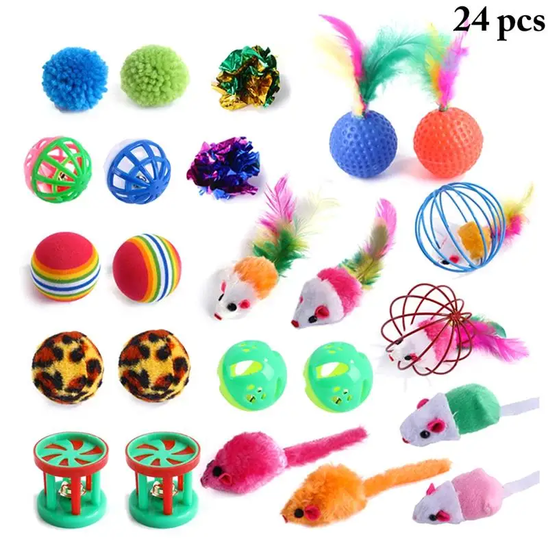 24 PCS Colorful Cat Toys Funny Kitten Interactive Toy Ball Plush Lifelike Mouse Shaped Cats Teasing Scratch Toy Cat Accessories
24 PCS Colorful Cat Toys Funny Kitten Interactive Toy Ball Plush Lifelike Mouse Shaped Cats Teasing Scratch Toy Cat Accessories