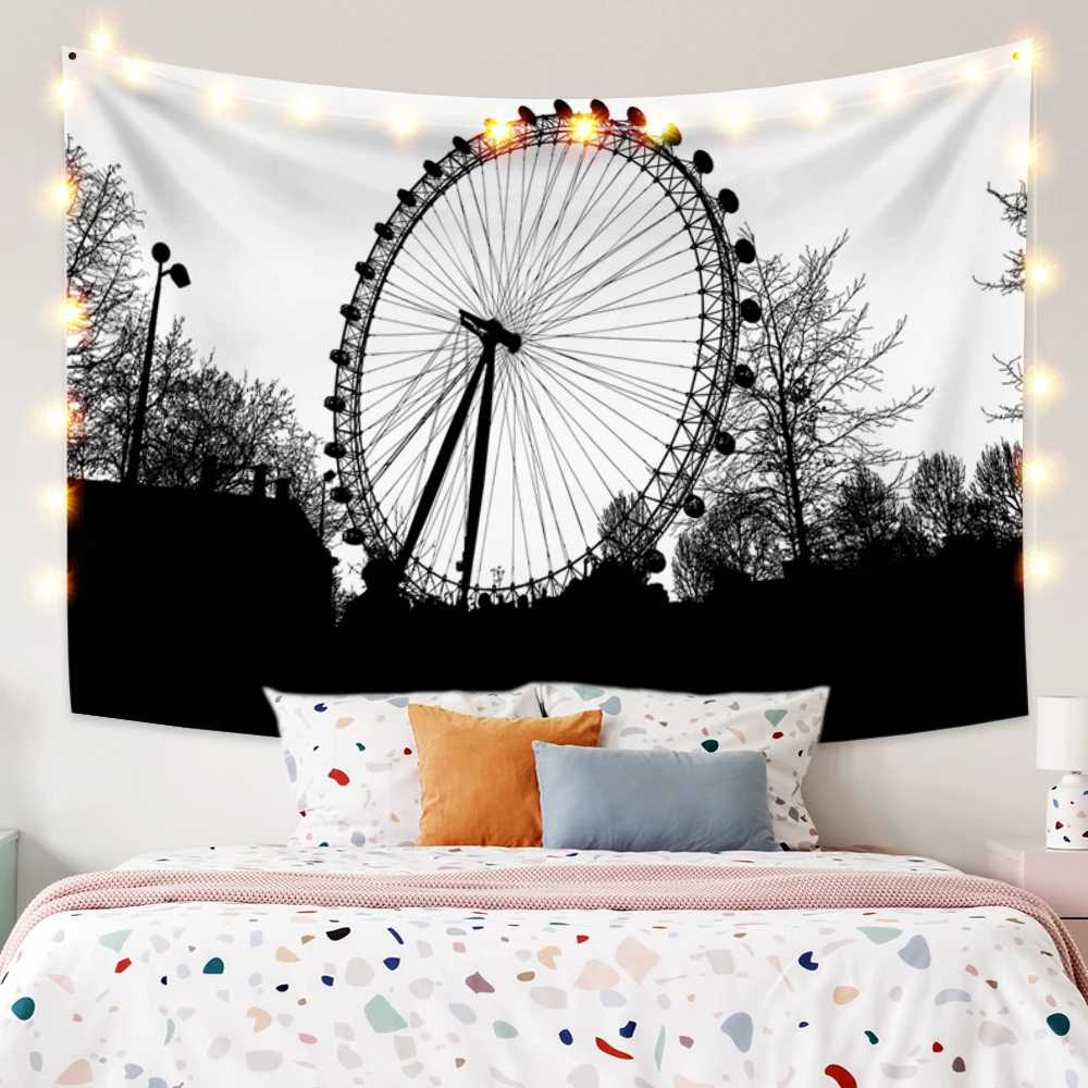 Landscape Tapestry Black White Playground Ferris Wheel Wall Hanging Bedroom Dorm Living Room Fashion Art Decor Picnic Beach Mat
Landscape Tapestry Black White Playground Ferris Wheel Wall Hanging Bedroom Dorm Living Room Fashion Art Decor Picnic Beach Mat