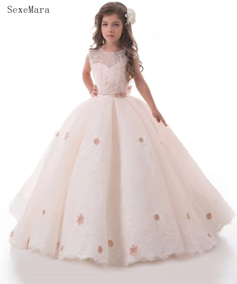 Princess Flower Girl Dress Wedding Pageant Party Gown Tulle Sheer Neck Children Clothes Birthday Dress
Princess Flower Girl Dress Wedding Pageant Party Gown Tulle Sheer Neck Children Clothes Birthday Dress
