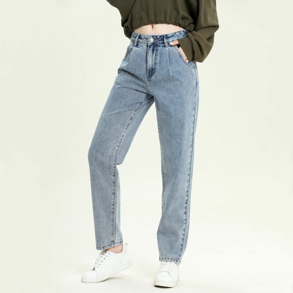 Женские прямые джинсы с высокой талией Осень зима 2020 свободные Джинсы бойфренда