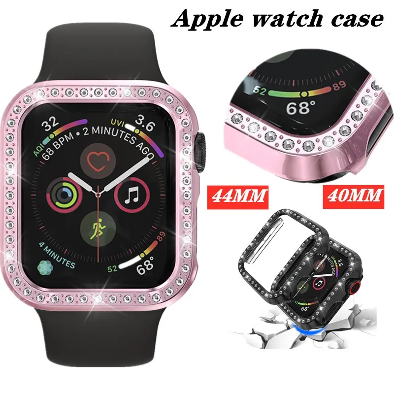 PC Алмазный чехол для Apple Watch 4 крышка 44 мм 40 пластиковый защитный рамка iWatch серии