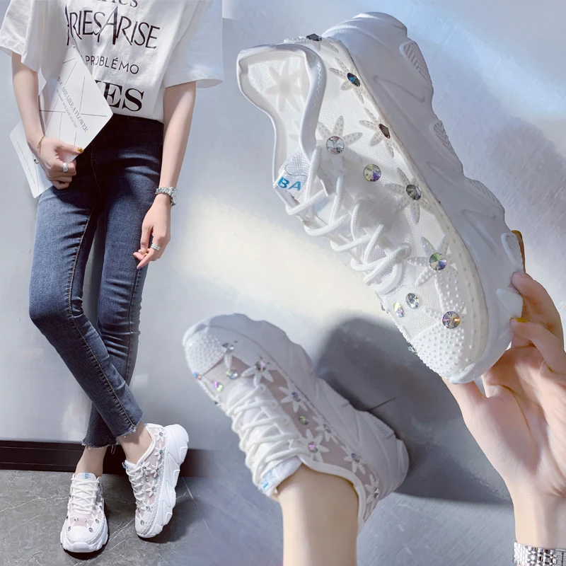 Women Chunky Sneakers Fashion Basket Womens Crystal Flower Platform Lace Up White Female Trainers Heel Dad Casual Shoes Woman
Women Chunky Sneakers Fashion Basket Womens Crystal Flower Platform Lace Up White Female Trainers Heel Dad Casual Shoes Woman