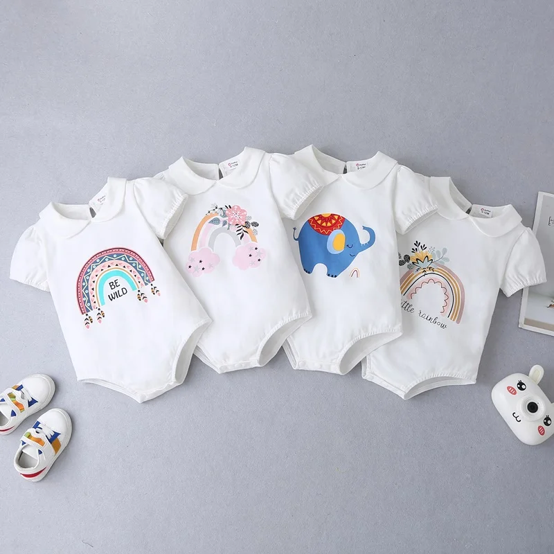 New Sweet Baby Girl Clothes Cotton Rainbow Print Short Sleeve Peter Pan Collar Baby Girl Bodysuit Fashion Baby Girl Romper 0-18M
New Sweet Baby Girl Clothes Cotton Rainbow Print Short Sleeve Peter Pan Collar Baby Girl Bodysuit Fashion Baby Girl Romper 0-18M