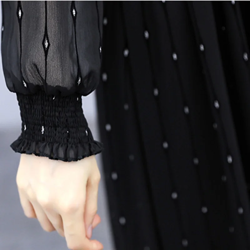 Spring Dress 2021 Women Chiffon Dress Female Vintage Long Sleeve Black dots Dresses Spring Autumn Long chiffon A-line skirt
Spring Dress 2021 Women Chiffon Dress Female Vintage Long Sleeve Black dots Dresses Spring Autumn Long chiffon A-line skirt