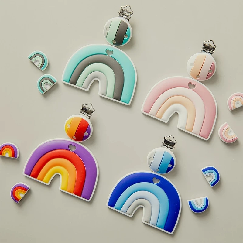 Baby Silicone Teether Bead Rainbow Pacifier Clip Food Grade Silicone Kids DIY Handmade Toys Geometric Shaped Accessories Toys
Baby Silicone Teether Bead Rainbow Pacifier Clip Food Grade Silicone Kids DIY Handmade Toys Geometric Shaped Accessories Toys