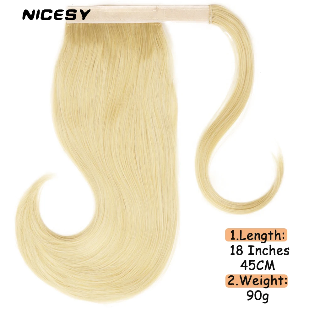 NICESY Golden Short Bounce Wraparound Ponytail Synthetic Extensions Clip-in 18Inches 90G Pony Heat Resistant Hair | Шиньоны и парики