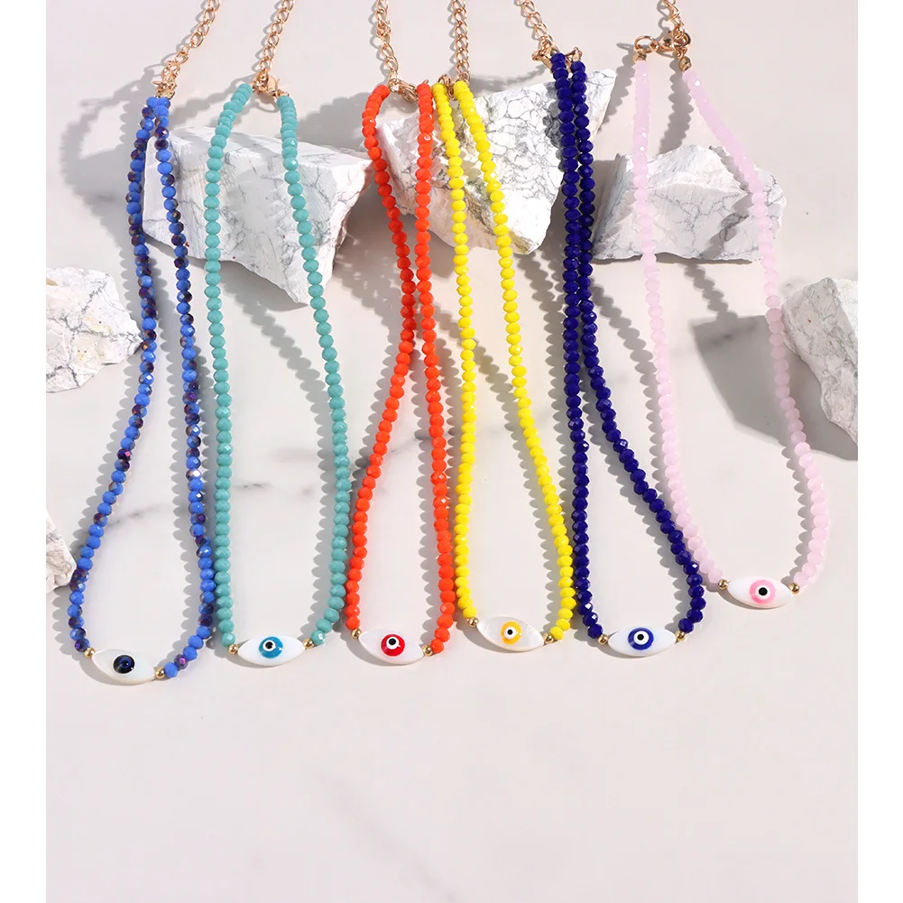 Boho Multicolor Evil Eye Crystal Beaded Necklace For Women Shiny Faceted Glass Bead Strand Choker Necklaces Short Chain Jewelry
Boho Multicolor Evil Eye Crystal Beaded Necklace For Women Shiny Faceted Glass Bead Strand Choker Necklaces Short Chain Jewelry