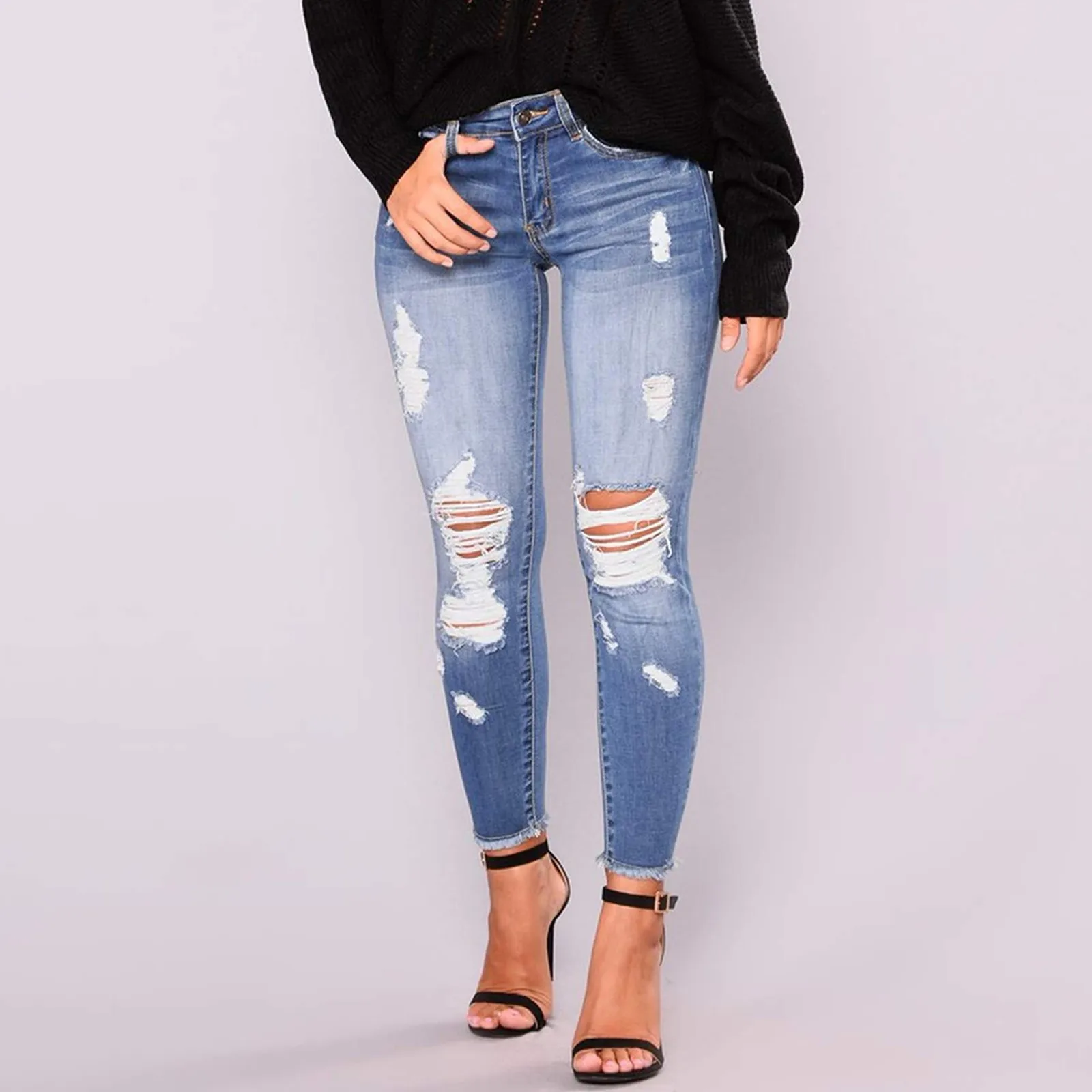 Jeans For Women Hole Ripped High Waist Push Up Pants Skinny Vintage Sexy Slim Calf Length Trousers Womans Jeans Plus Size
Jeans For Women Hole Ripped High Waist Push Up Pants Skinny Vintage Sexy Slim Calf Length Trousers Womans Jeans Plus Size