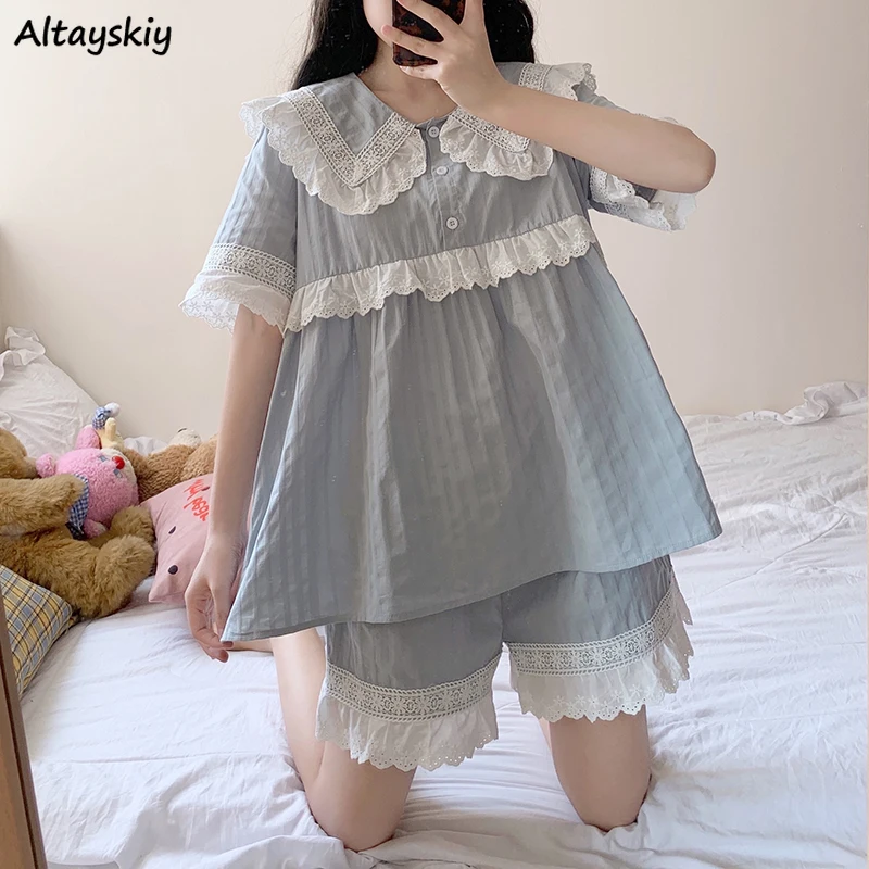 Kawaii Pajama Sets Women Patchwork Summer Japanese Style Sweet Students Loose High Quality Sleepwear Design Mujer Teens Fashion
Kawaii Pajama Sets Women Patchwork Summer Japanese Style Sweet Students Loose High Quality Sleepwear Design Mujer Teens Fashion