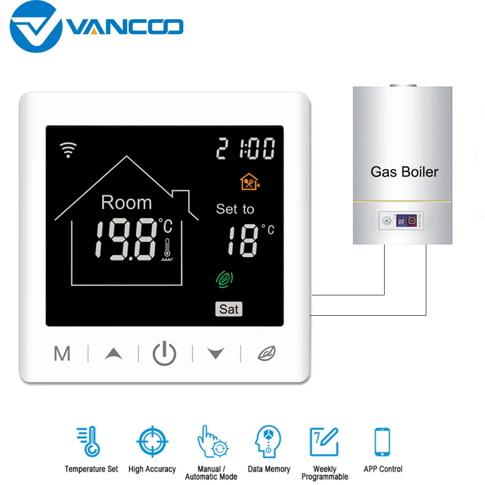 Tuya WiFi Smart Thermostat 220V Temperature Controller for Water/Electric/Gas Boiler Heating Work with Google Home and Alexa
Tuya WiFi Smart Thermostat 220V Temperature Controller for Water/Electric/Gas Boiler Heating Work with Google Home and Alexa