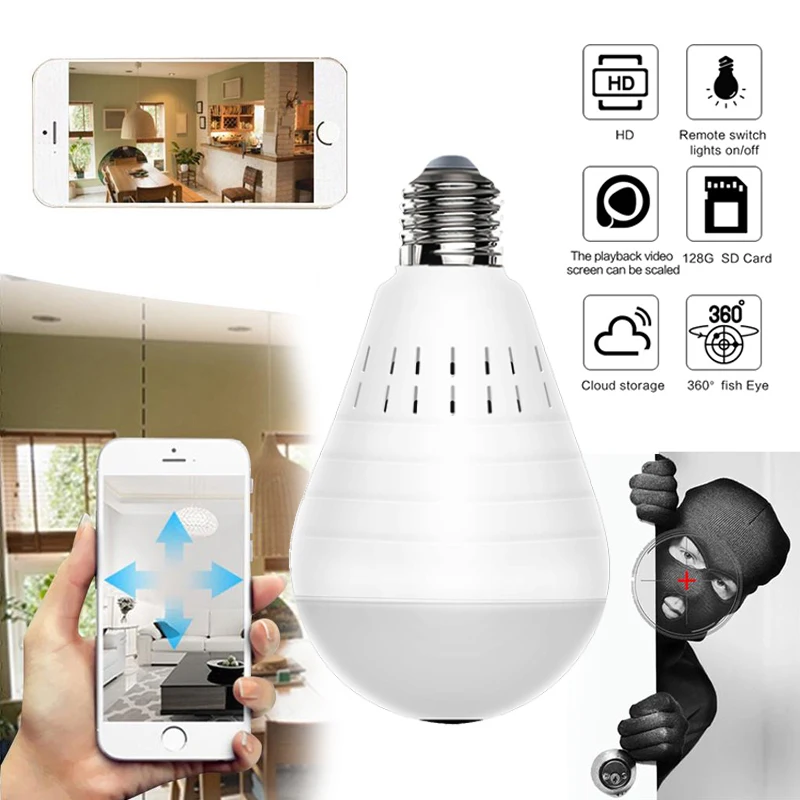 LED Light Camera 960P Wireless Panoramic Home Security WiFi CCTV Fisheye Bulb Lamp IP Camera 360 Degree Home Security
LED Light Camera 960P Wireless Panoramic Home Security WiFi CCTV Fisheye Bulb Lamp IP Camera 360 Degree Home Security