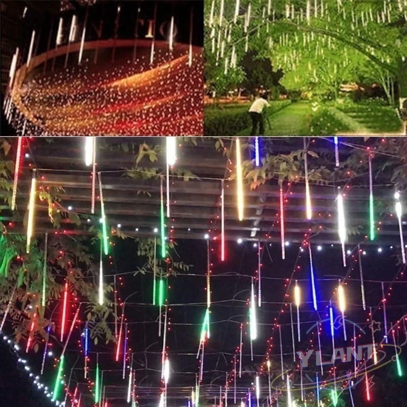 

8 Tube LED String Lights For Outdoor Holiday Christmas Decoration Tree EU/US/AU/UK Plug 30cm /50cm Waterproof Meteor Shower Rain