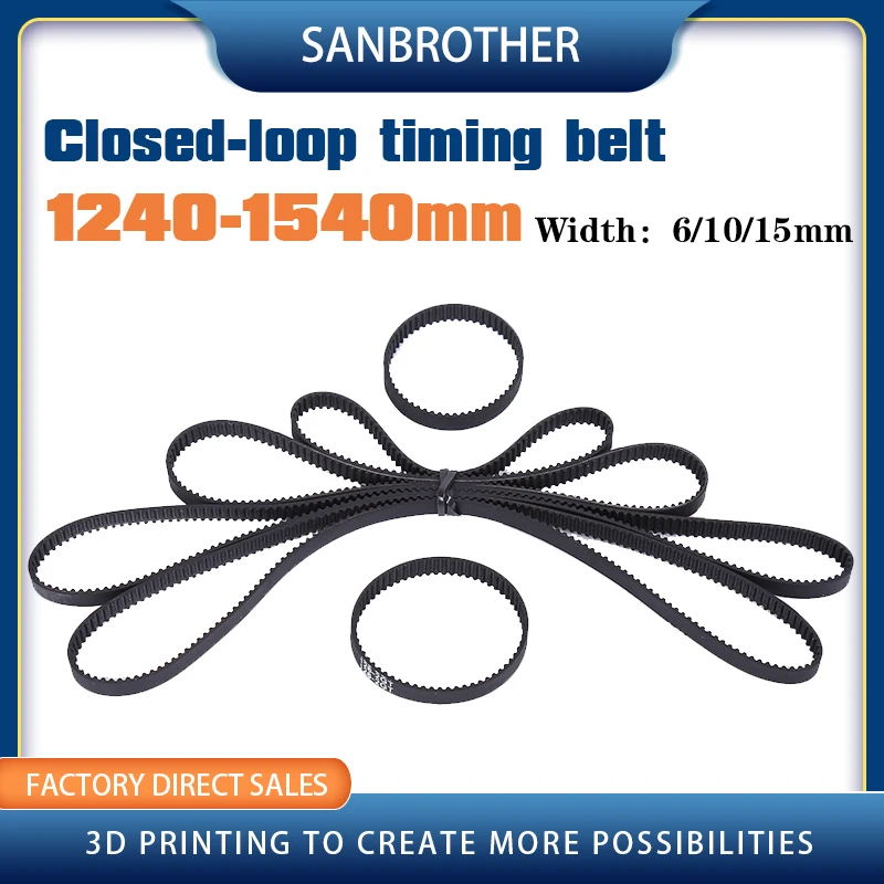 GT2 Closed Loop Timing Belt Rubber 2gt 6mm 1240 1250 1310 1324 1340 1350 1360 1440 1512 1524 1540mmSynchronous 3D Printer Parts
GT2 Closed Loop Timing Belt Rubber 2gt 6mm 1240 1250 1310 1324 1340 1350 1360 1440 1512 1524 1540mmSynchronous 3D Printer Parts