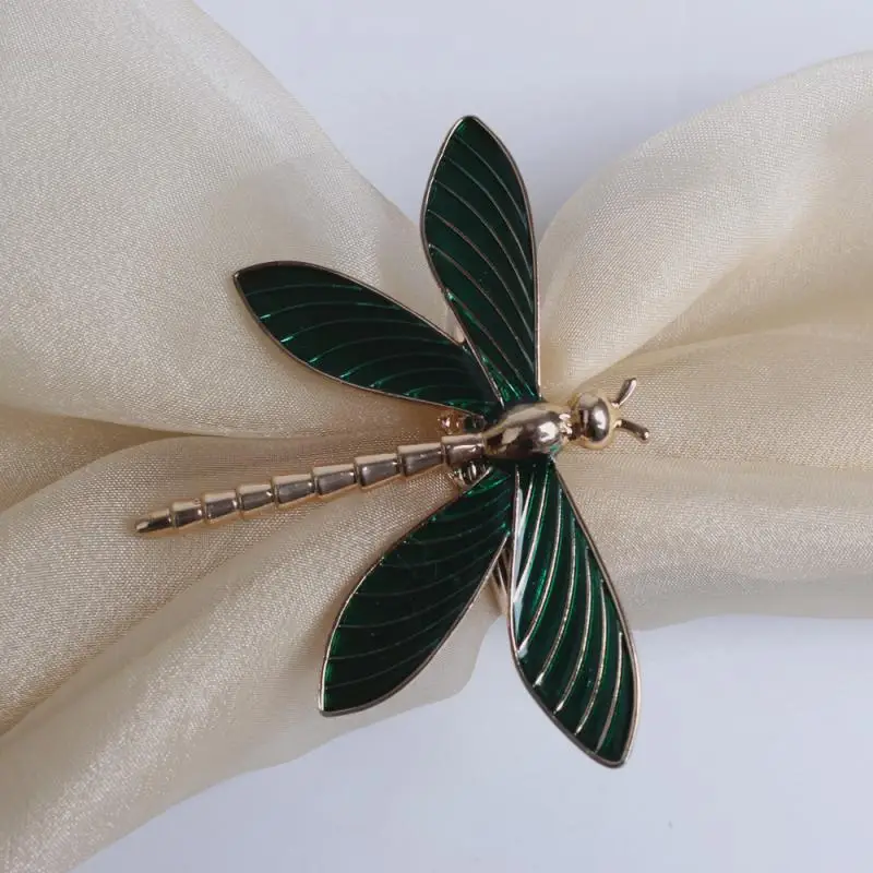 2021 new 6pcs Dripping Dragonfly Napkin Button Ring Hotel Wedding Table Cloth | Дом и сад