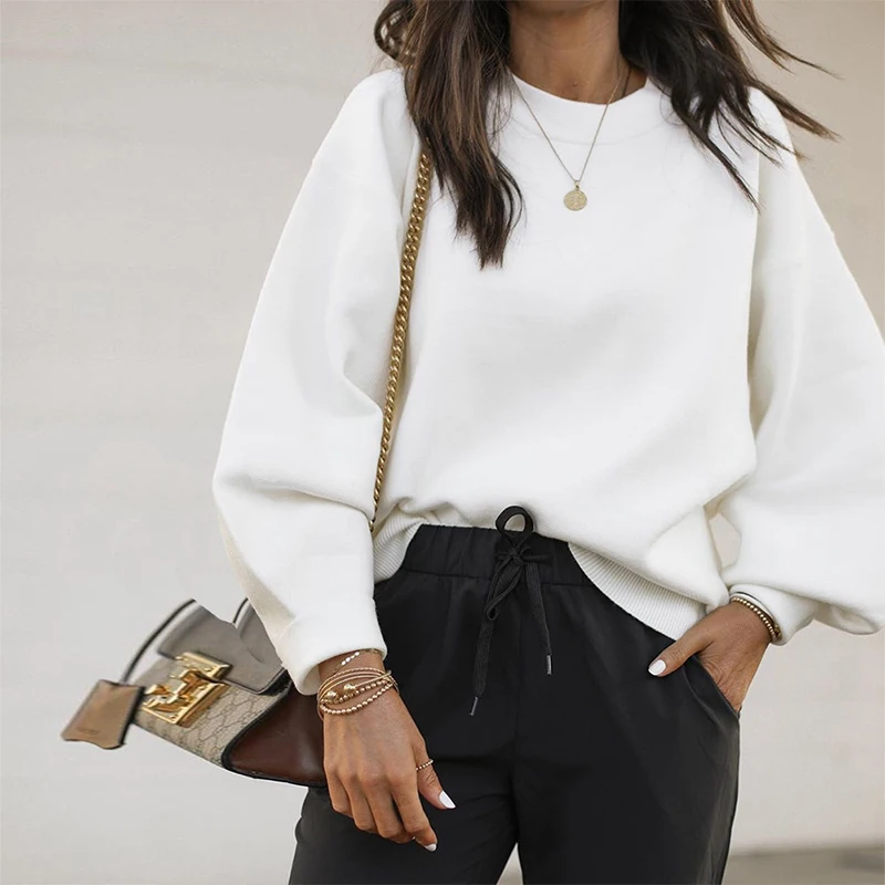 Autumn Spring Long Sleeve Women O Neck Shirt Fashion Elegant Ladies Puff Sleeve Casual Loose Pullover Top Solid All-match Blouse 
Autumn Spring Long Sleeve Women O Neck Shirt Fashion Elegant Ladies Puff Sleeve Casual Loose Pullover Top Solid All-match Blouse