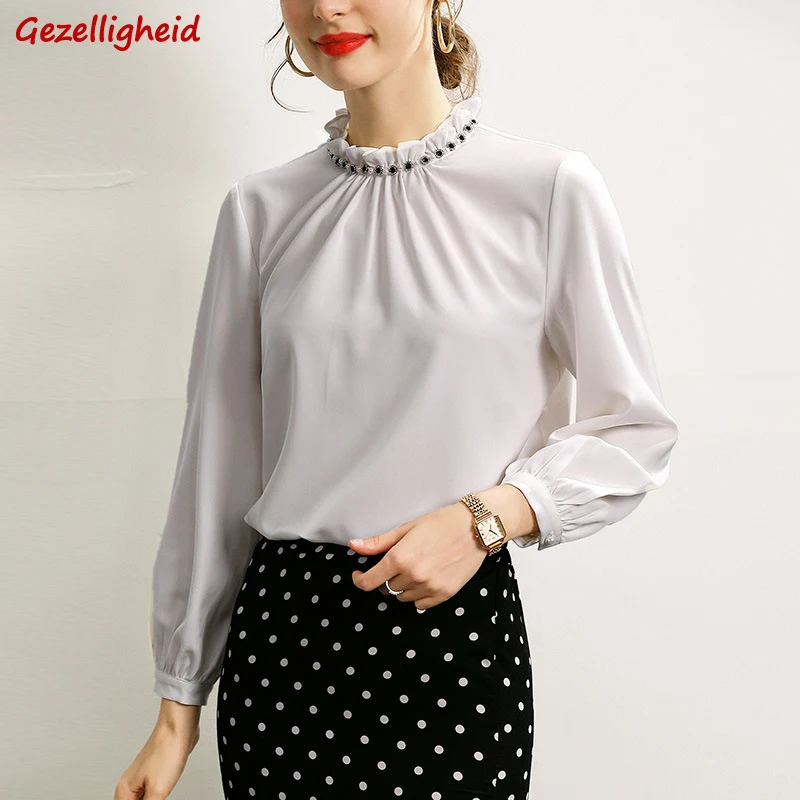 Gezelligheid Silk Tops For Women 2021 New Fashion Blouse Stand Up Collar White Loose Beaded 100% Natural Mulberry Silk Shirt
Gezelligheid Silk Tops For Women 2021 New Fashion Blouse Stand Up Collar White Loose Beaded 100% Natural Mulberry Silk Shirt