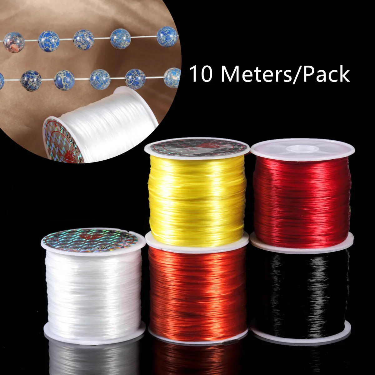 

10 Meters 1MM Strong Elastic Crystal Beading Cord for Bracelets Stretch Thread String Necklace DIY Jewelry Making Cords Line