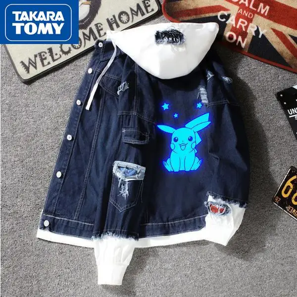 TAKARA TOMY Pokemon fashion trend cartoon luminous cardigan jacket simple and comfortable fake two-piece hooded denim jacket
TAKARA TOMY Pokemon fashion trend cartoon luminous cardigan jacket simple and comfortable fake two-piece hooded denim jacket