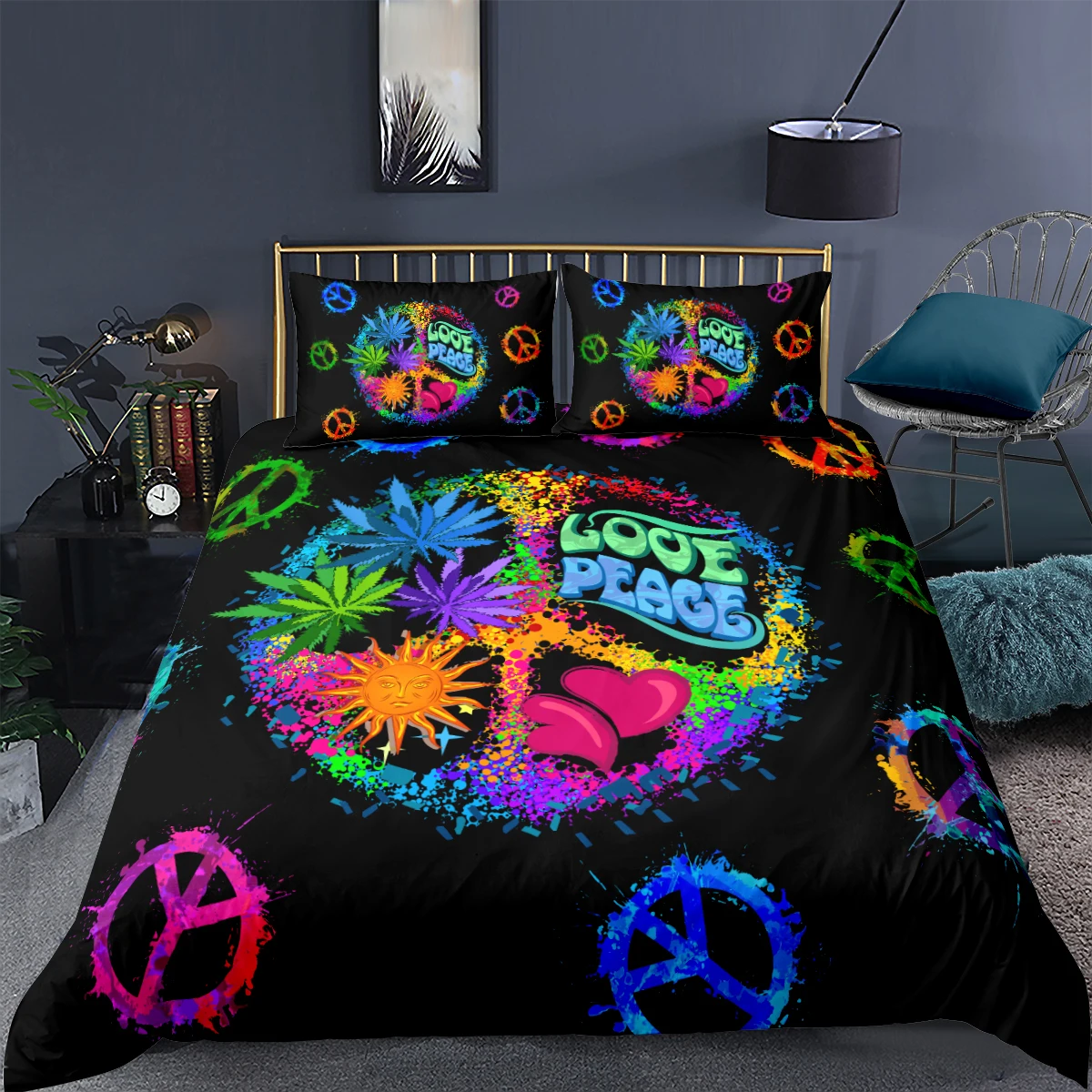 Peace Bedclothes 3D Black Duvet Cover Sets Modern Comforter Cases Pillow Cases Full Double Single Twin Queen Size 203*230cm
Peace Bedclothes 3D Black Duvet Cover Sets Modern Comforter Cases Pillow Cases Full Double Single Twin Queen Size 203*230cm
