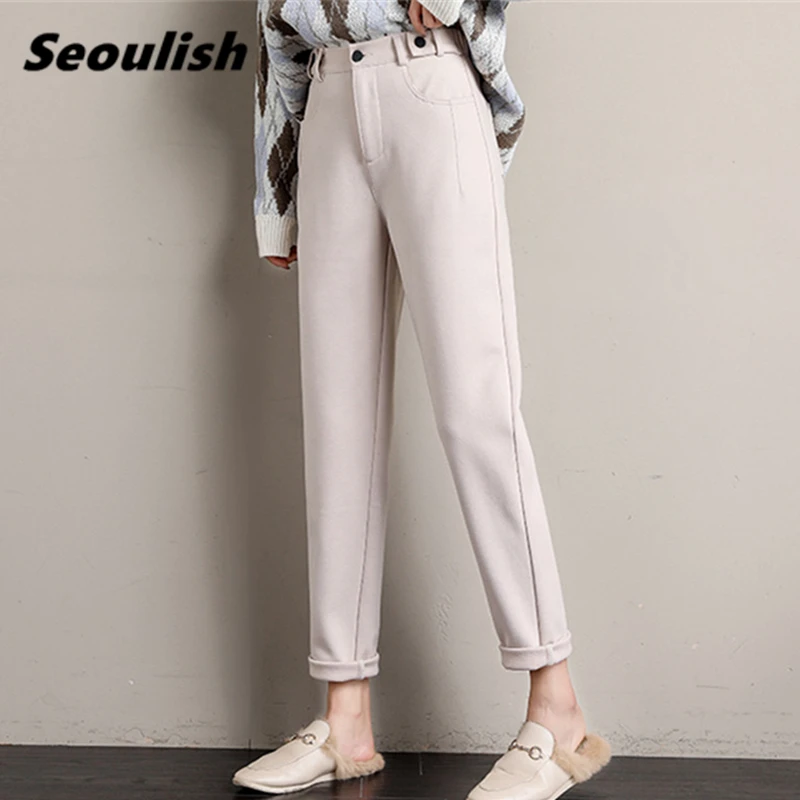 Seoulish Women's Woolen Pants 2021 New Autumn Winter Vintage High Waist Pockets Thicken Warm Ankle Length Casual Trousers Female
Seoulish Women's Woolen Pants 2021 New Autumn Winter Vintage High Waist Pockets Thicken Warm Ankle Length Casual Trousers Female
