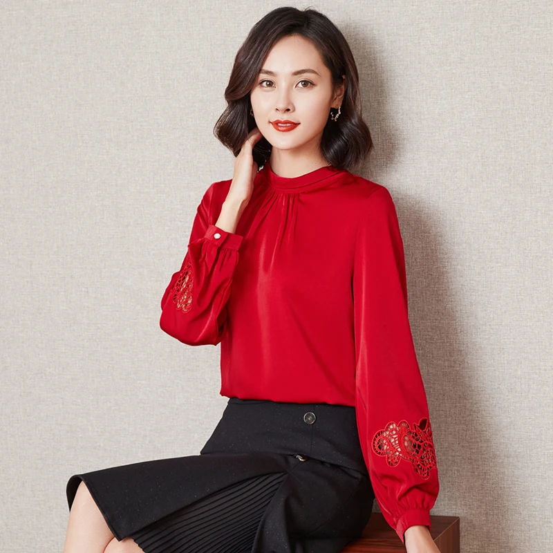 Korean satin silk shirt blouse tops women's clothes spring autumn long lantern sleeve work ladies tops hollow embroidery blouses
Korean satin silk shirt blouse tops women's clothes spring autumn long lantern sleeve work ladies tops hollow embroidery blouses