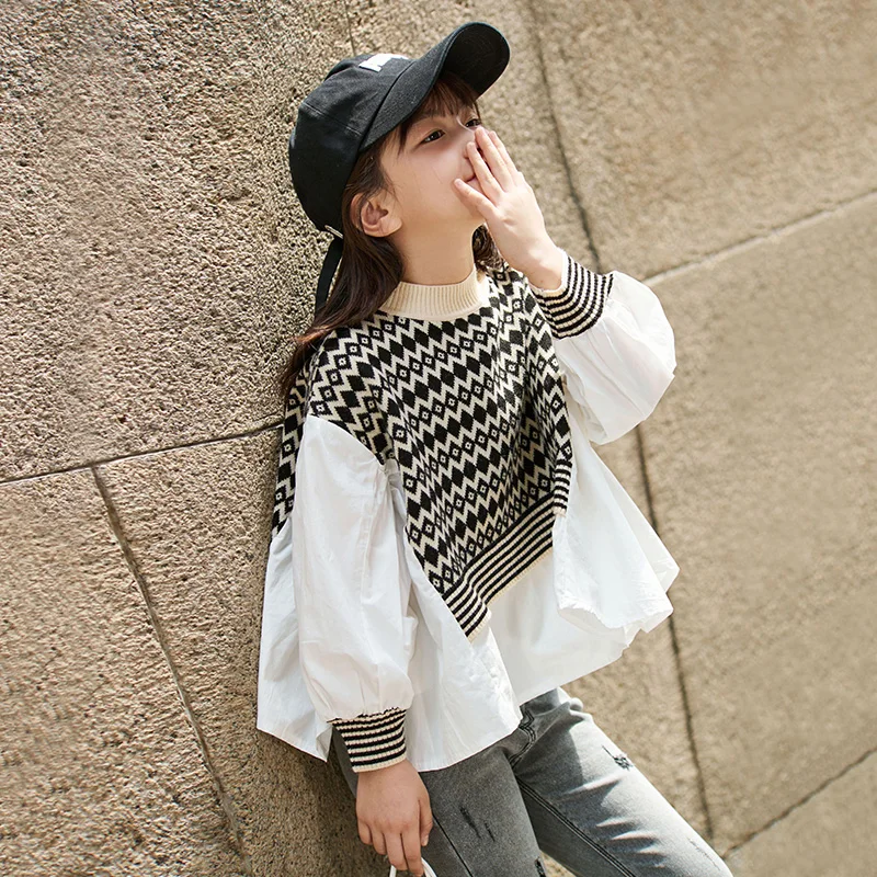 Girls Sweaters Teens Western Spring irregular Tops Diamond Checkered Printed Childrens Patchwork Shirt Sweater 2022 Autumn New
Girls Sweaters Teens Western Spring irregular Tops Diamond Checkered Printed Childrens Patchwork Shirt Sweater 2022 Autumn New