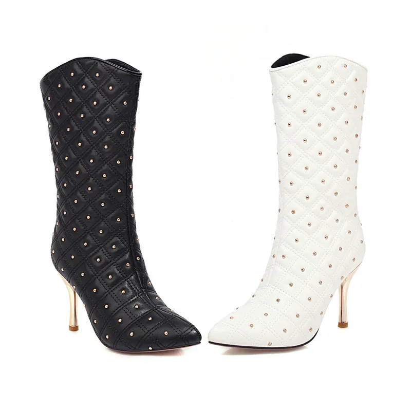 MStacchi Fashion Mid-calf Women Boots Plush Rivet Pointed Toe Ventilate Thin Heel Shoes Winter Black White Lattice Botas Mujer
MStacchi Fashion Mid-calf Women Boots Plush Rivet Pointed Toe Ventilate Thin Heel Shoes Winter Black White Lattice Botas Mujer