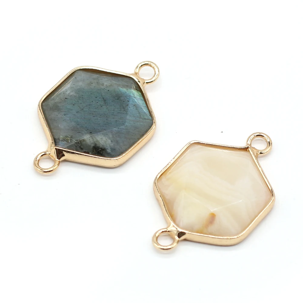 Fashion Hexagon Connector Natural Stone Agate Silver Edging Pendant for Jewelry Making DIY Earring Necklace Accessories 16x40mm
Fashion Hexagon Connector Natural Stone Agate Silver Edging Pendant for Jewelry Making DIY Earring Necklace Accessories 16x40mm