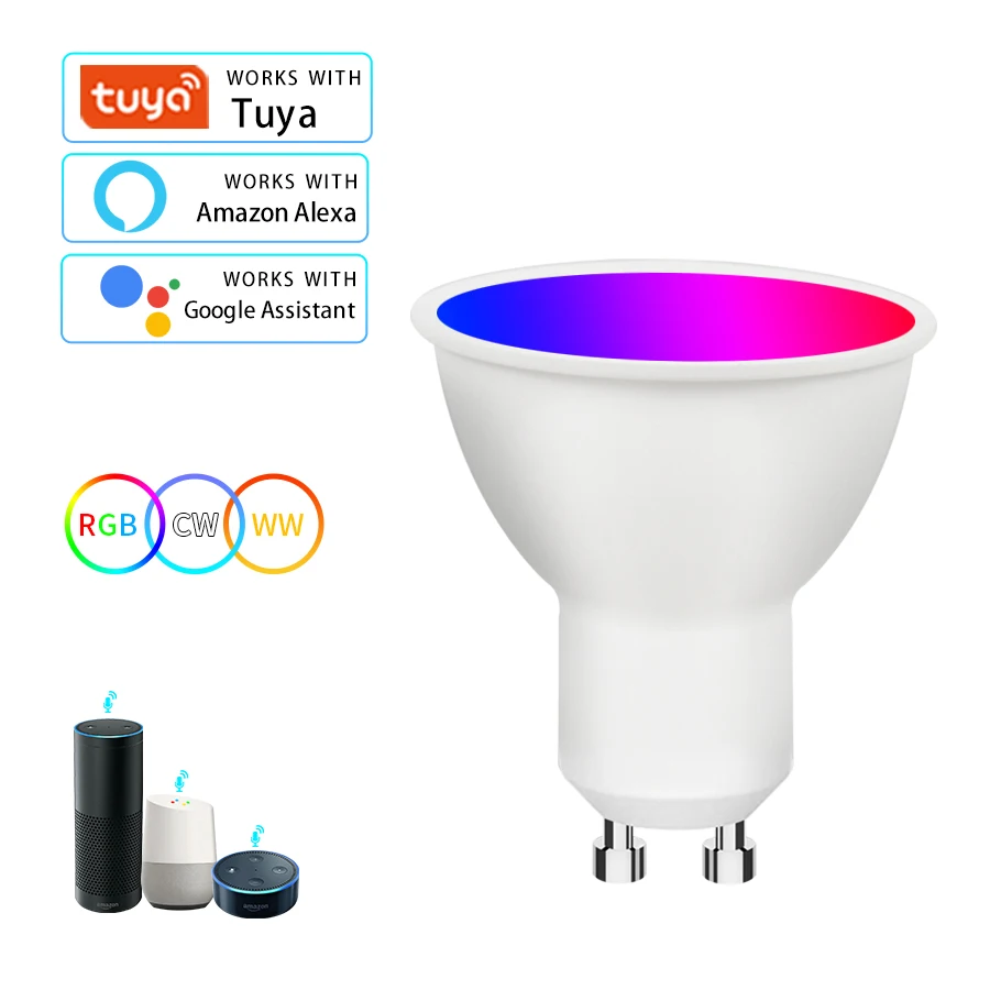 

GU10 WiFi Led Light Bulb Tuya Smart Home Led Lamp 5W 7W 9W Led Bulb RGB CW WW Spotlight Dimmable For Home Google Assistant Alexa