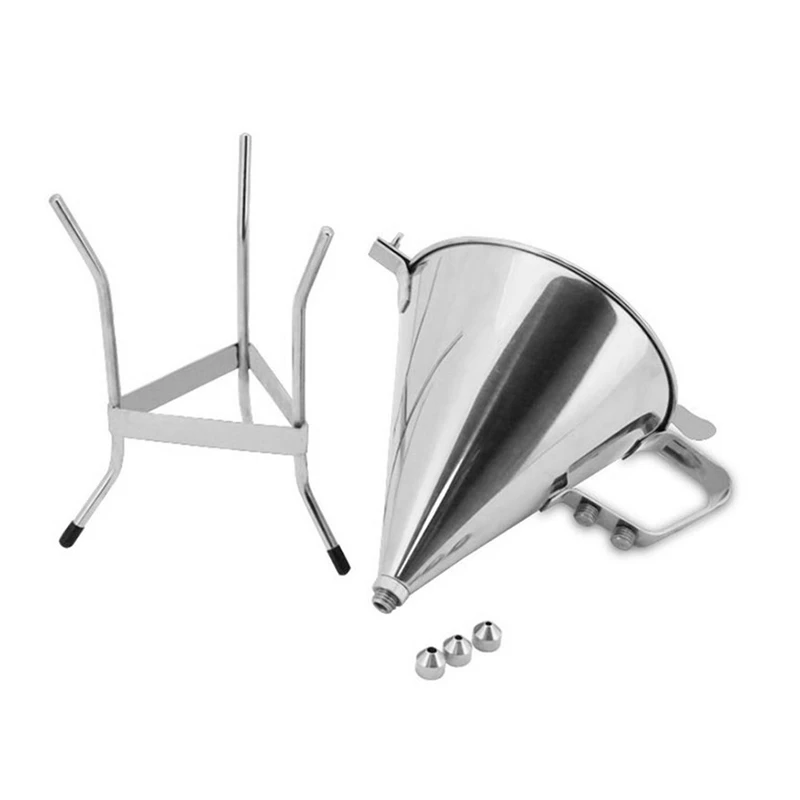 Stainless Steel Confectionery Funnels with Stand and 3 Nozzles, Commercial Grade Cake Decorating Tool Bakery Use
Stainless Steel Confectionery Funnels with Stand and 3 Nozzles, Commercial Grade Cake Decorating Tool Bakery Use