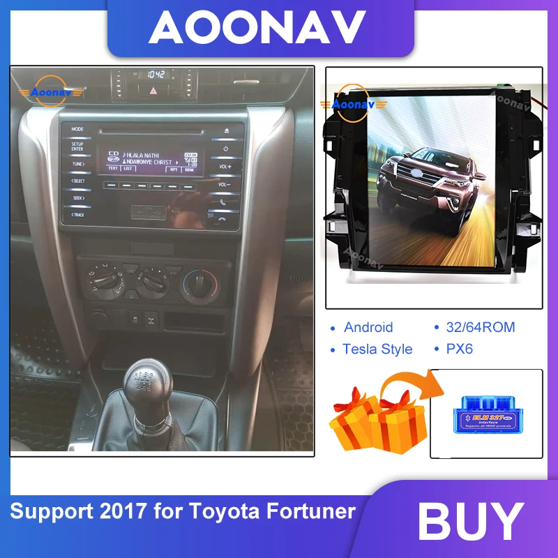 

For TOYOTA Fortuner 2017 Car auto stereo GPS navigation tape recorder AOONAV car HD vertical screen radio multimedia player