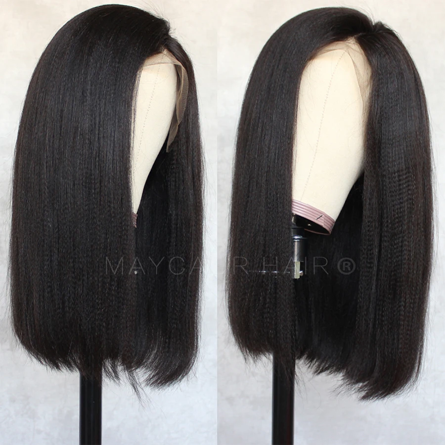 Парики Maycaur Black Yaki короткие синтетические передние парики с натуральным ворсом