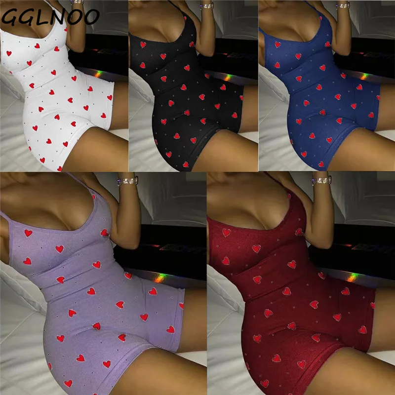 GGLNOO Sexy V Neck Sleeveless Heart Print Bodycon Spaghetti Strap Slim Fit Short Romper One Piece Jumpsuits GG22830
GGLNOO Sexy V Neck Sleeveless Heart Print Bodycon Spaghetti Strap Slim Fit Short Romper One Piece Jumpsuits GG22830