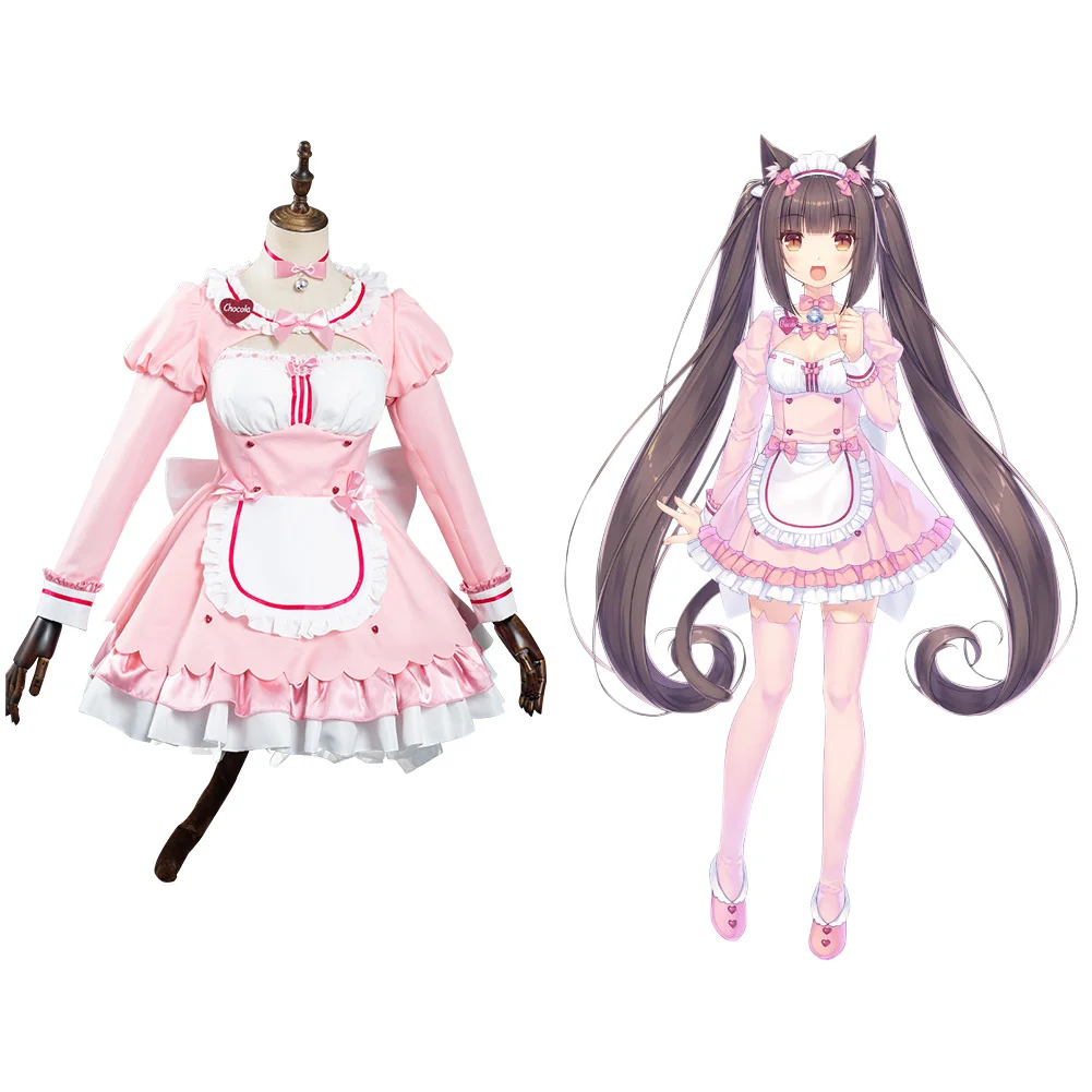 Nekopara Chocola/Vanilla Cosplay Costumes Pink Maid Dress Outfits Halloween Carnival Suit
Nekopara Chocola/Vanilla Cosplay Costumes Pink Maid Dress Outfits Halloween Carnival Suit