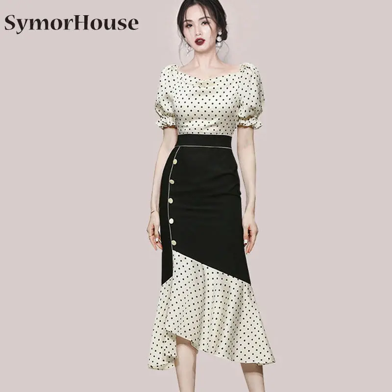 2022 Summer 2 Pieces Set Women Dot Print Shirts Blouses And High Waist Patchwork Mermaid Skirts Korean Office Lady Suit
2022 Summer 2 Pieces Set Women Dot Print Shirts Blouses And High Waist Patchwork Mermaid Skirts Korean Office Lady Suit