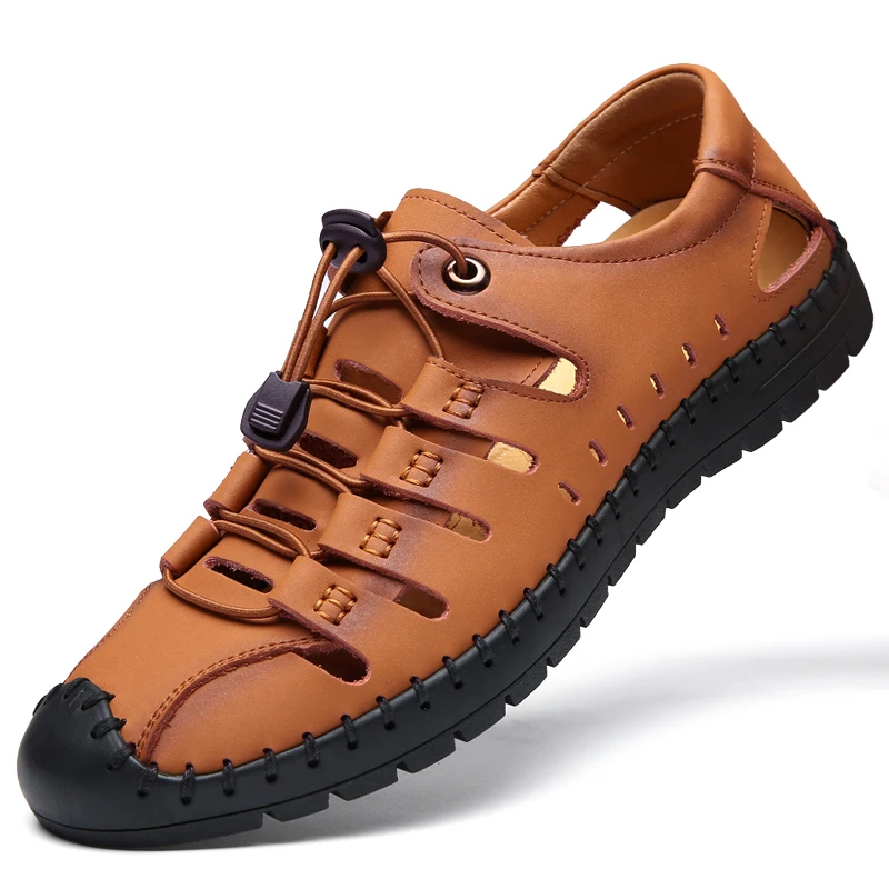 Men's Sandals 2021 New Summer Wear Soft Sole Leather Toe Cap Hole Shoes Cowhide Casual Hollow Sandals
Men's Sandals 2021 New Summer Wear Soft Sole Leather Toe Cap Hole Shoes Cowhide Casual Hollow Sandals