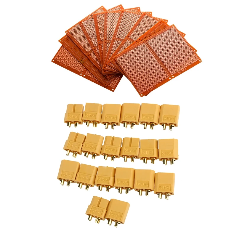 40 Pcs Parts: 10 Pairs XT60 Female/Male Bullet Connectors for RC Battery & 20 Pcs PCB Prototype for Circuit Boards
40 Pcs Parts: 10 Pairs XT60 Female/Male Bullet Connectors for RC Battery & 20 Pcs PCB Prototype for Circuit Boards