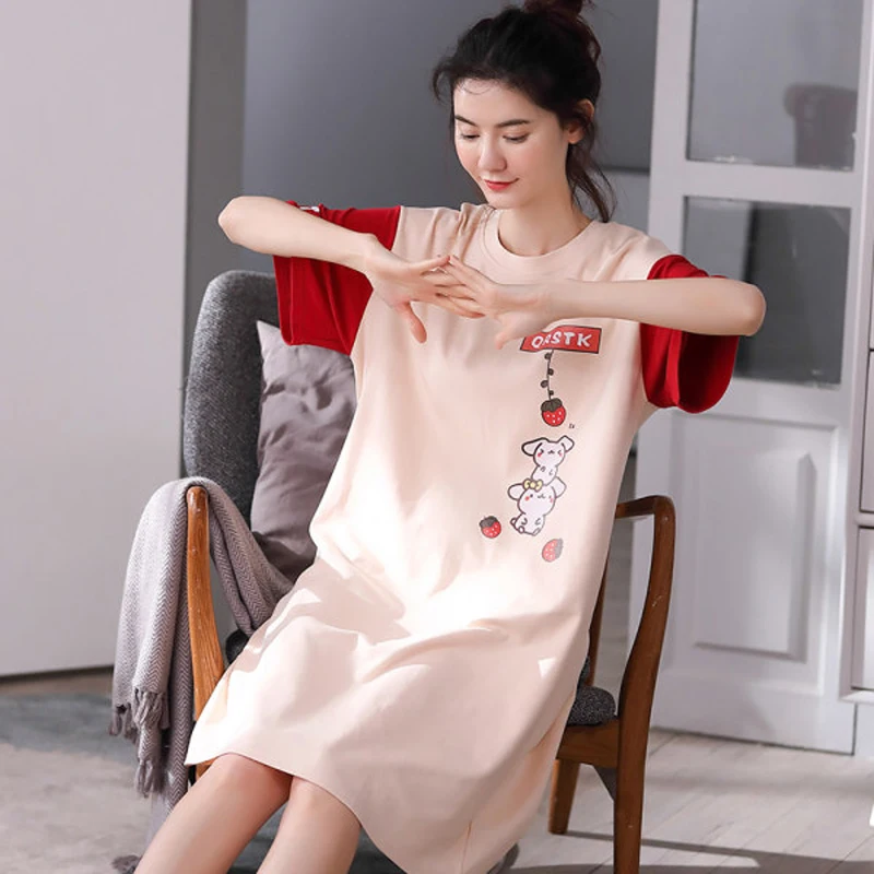 New Women Casual Sleepwear Cotton Nightdress Short Sleeve Sexy Lingere Nightgown Cute Cartoon Girls Pajamas Soft Homewear Suit
New Women Casual Sleepwear Cotton Nightdress Short Sleeve Sexy Lingere Nightgown Cute Cartoon Girls Pajamas Soft Homewear Suit