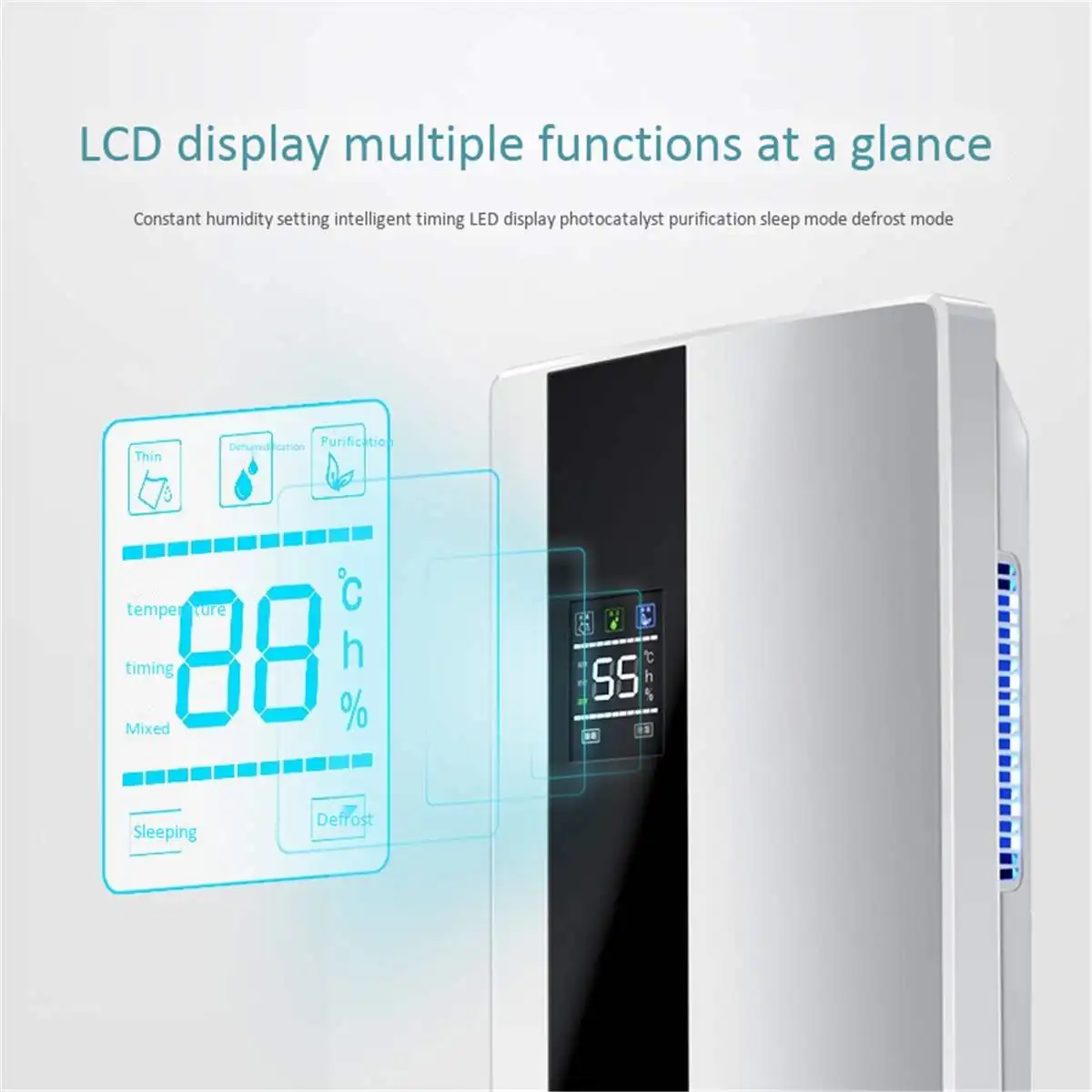 

2.2L Dehumidifier Moisture Absorber Home Dehumidifier Basement Moisture Absorber Mute Remote Control Timing External Water Pipe