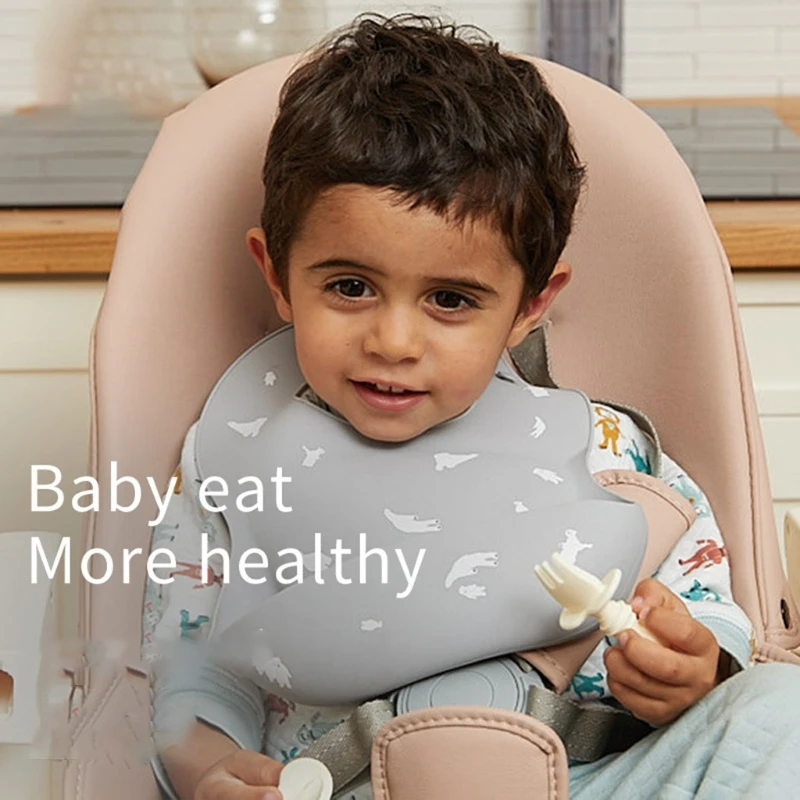 Newborn Boys Girls Feeding Saliva Towel Baby Food Grade Silicone Waterproof Bibs