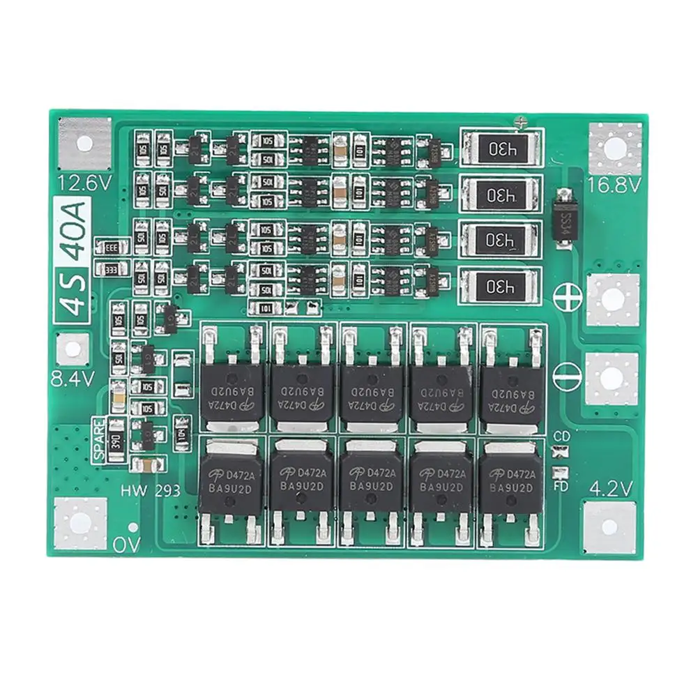 Защитная плата для литиевых батарей 18650 40 А BMS 14 8 в 16 PCB со сбалансированным током