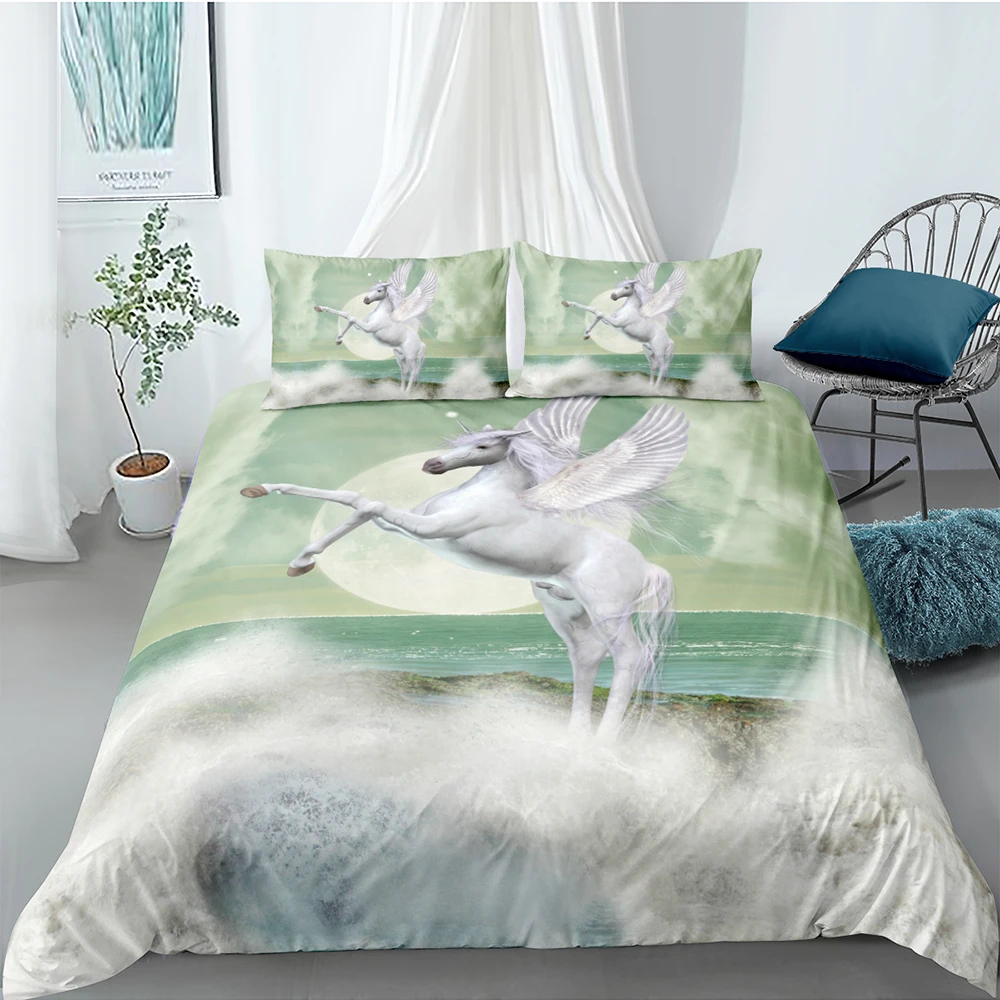 Seaside Bedding Set Unicorn Fantasy Beautiful 3D Duvet Cover For Girls King Queen Full Twin Single Double Unique Design Bed Set
Seaside Bedding Set Unicorn Fantasy Beautiful 3D Duvet Cover For Girls King Queen Full Twin Single Double Unique Design Bed Set