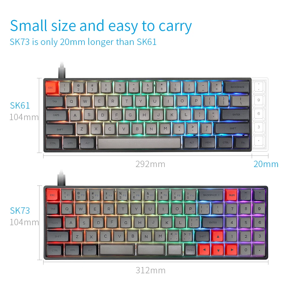 Клавиатура Механическая SKYLOONG SK73, 73 клавиши, USB, проводное подключение
Клавиатура Механическая SKYLOONG SK73, 73 клавиши, USB, проводное подключение