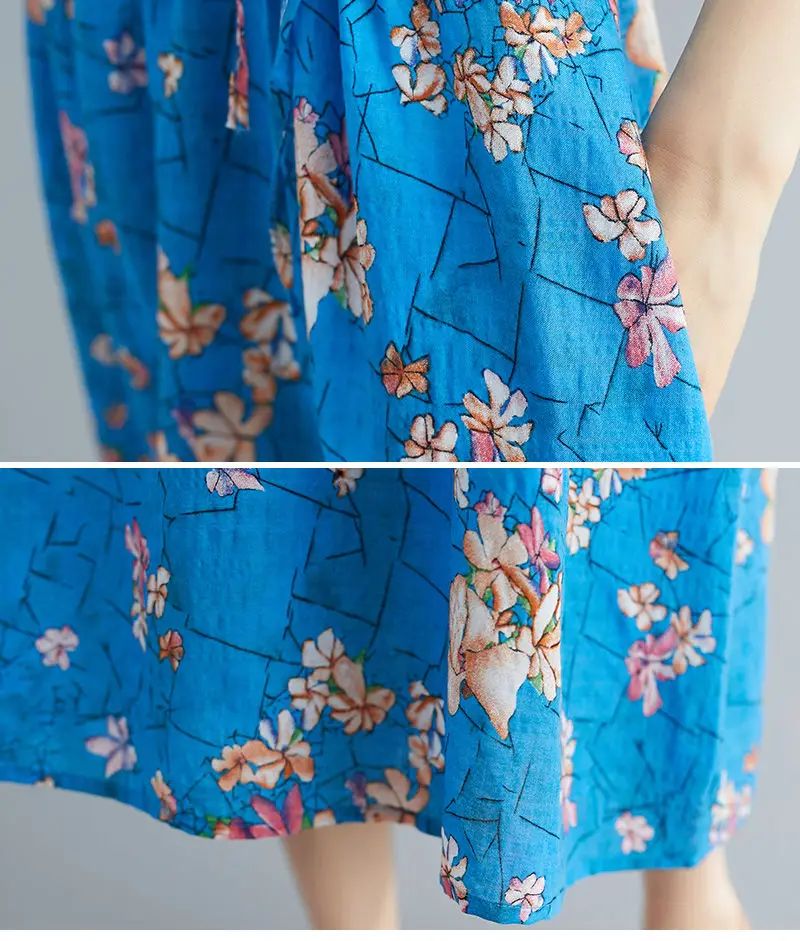Summer Women's Dress Floral Print Casual Loose O-neck Cotton Linen Ladies Dress Fashion Elegant Beach Dresses Clothing Plus Size
Summer Women's Dress Floral Print Casual Loose O-neck Cotton Linen Ladies Dress Fashion Elegant Beach Dresses Clothing Plus Size