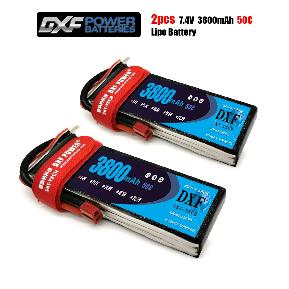 DXF Lipo Battery 2S 7.4V 3800mAh 50C MAX100C T Plug for RC Car Airplane Helicopter DJI F550 Multirotor Part 4S Li-po
DXF Lipo Battery 2S 7.4V 3800mAh 50C MAX100C T Plug for RC Car Airplane Helicopter DJI F550 Multirotor Part 4S Li-po