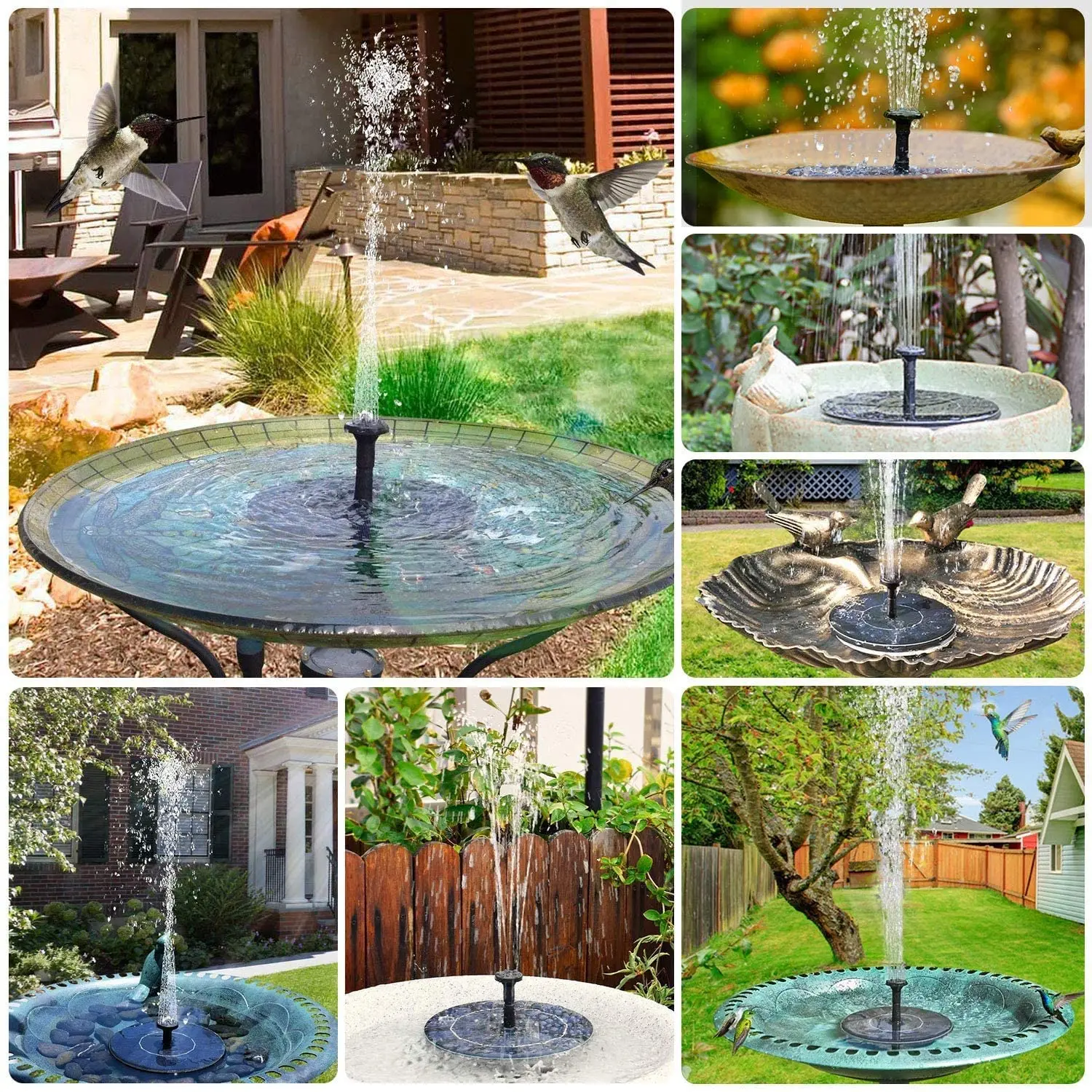 

6 Spray Patterns 1.5W Solar Fountain Pump Solar Powered Bird Bath Fountains Standing Floating for BirdBath Pond Pool Garden Yard