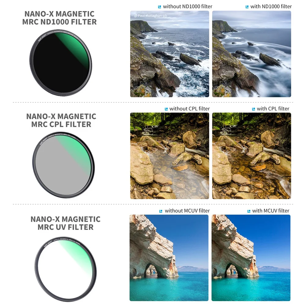 K&F CONCEPT 3pcs Ultra Clear Magnetic Filters Waterproof Scratch-Resistant with Adapter Ring Storage Bag for DSLR camera Lens
K&F CONCEPT 3pcs Ultra Clear Magnetic Filters Waterproof Scratch-Resistant with Adapter Ring Storage Bag for DSLR camera Lens