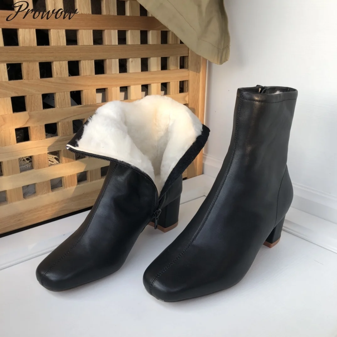 Prowow Mid-Calf Boots Winter Women Shoes Genuine Leather Fur-lined Boots Zipper Chunky Heels Designer Shoes Round Toe
Prowow Mid-Calf Boots Winter Women Shoes Genuine Leather Fur-lined Boots Zipper Chunky Heels Designer Shoes Round Toe