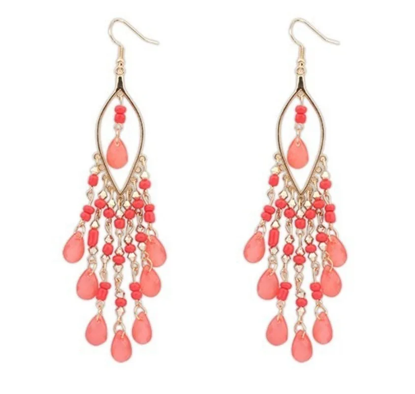 Factory Direct European and American Sweet Bohemian Exaggerated Fashion Beads Tassel Earrings 8132
Factory Direct European and American Sweet Bohemian Exaggerated Fashion Beads Tassel Earrings 8132